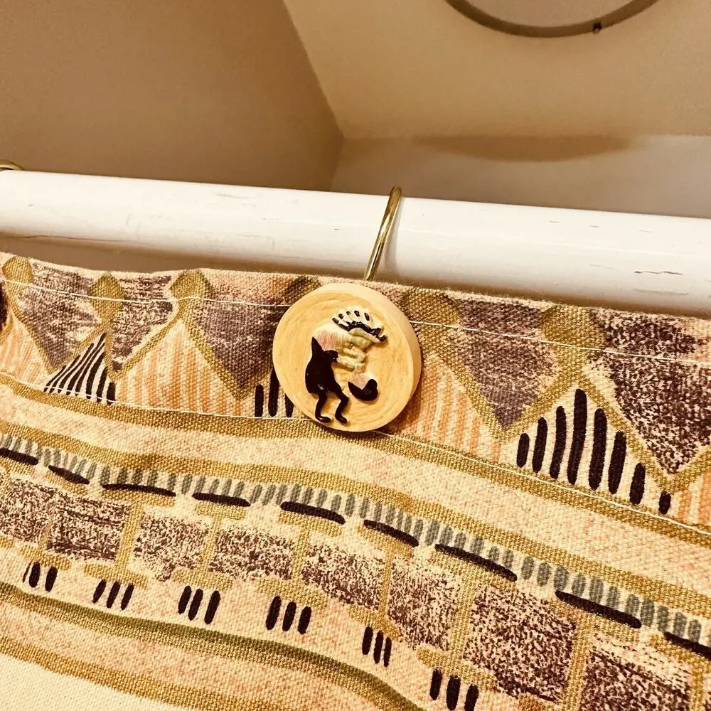 Vohann Southwestern Kokopelli Shower Curtain And Hooks 66X72 Terracotta Cotton